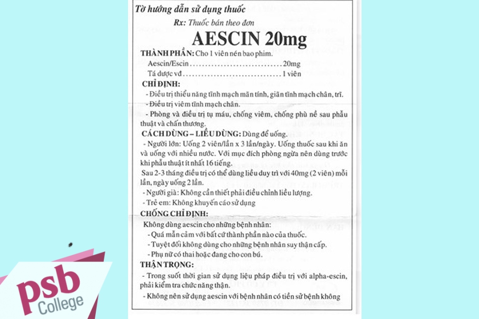 Hình ảnh hướngs dẫn sử dụng thuốc Aescin
